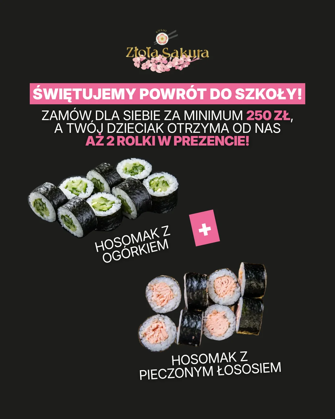 Zamów za minimum 250 zł, a dziecko dostaje dwa hosomaki w prezencie