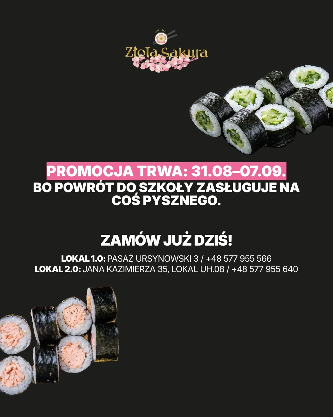 Promocja powrót do szkoły trwa od 31 sierpnia do 7 września w obu lokalach
