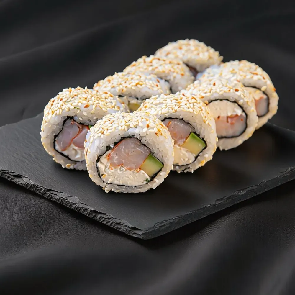 Kalifornia w sezamie z krewetką sushi Zlota Sakura Warszawa